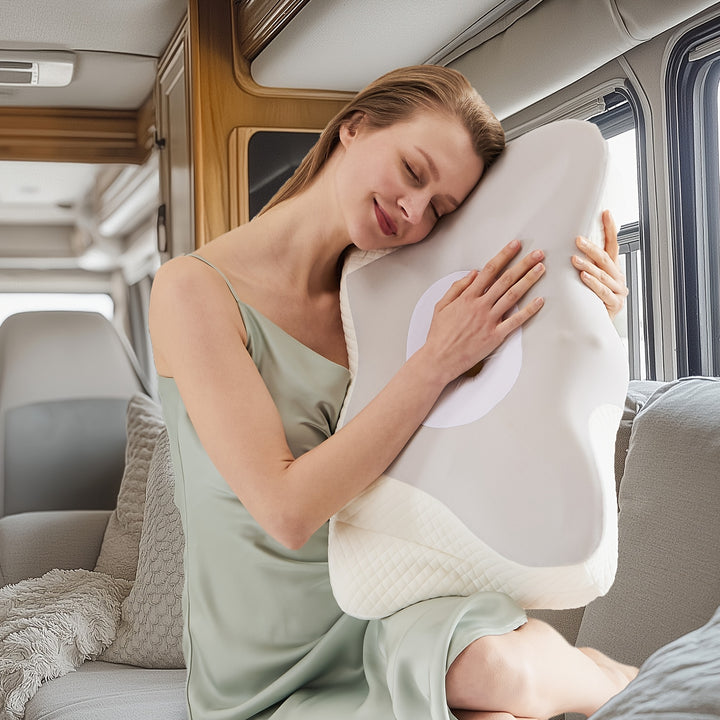 Ergonomic Cervical Neck Support Pillow, Designed with Contours, Made of Memory Foam for Orthopedic Support