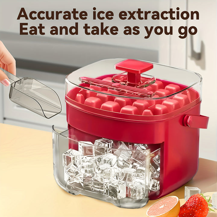 48 Extra-Large Ice Maker - Double Layer, Food Grade Plastic Storage Tray - Portable Design For Beverages, Tea & Coffee, Essential Kitchen Gadget.