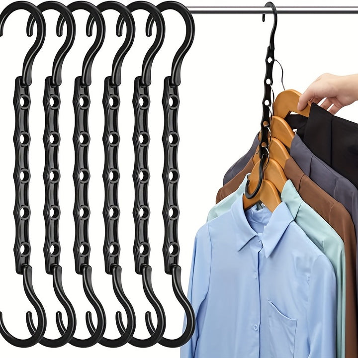 6 Pack Magic Hangers - Ultra-Durable Closet Space Saver - Effortlessly Organize Heavy Clothes with Multi-Functional Sturdy Plastic Hangers - Maximize Storage, Ideal for Coats & Dresses