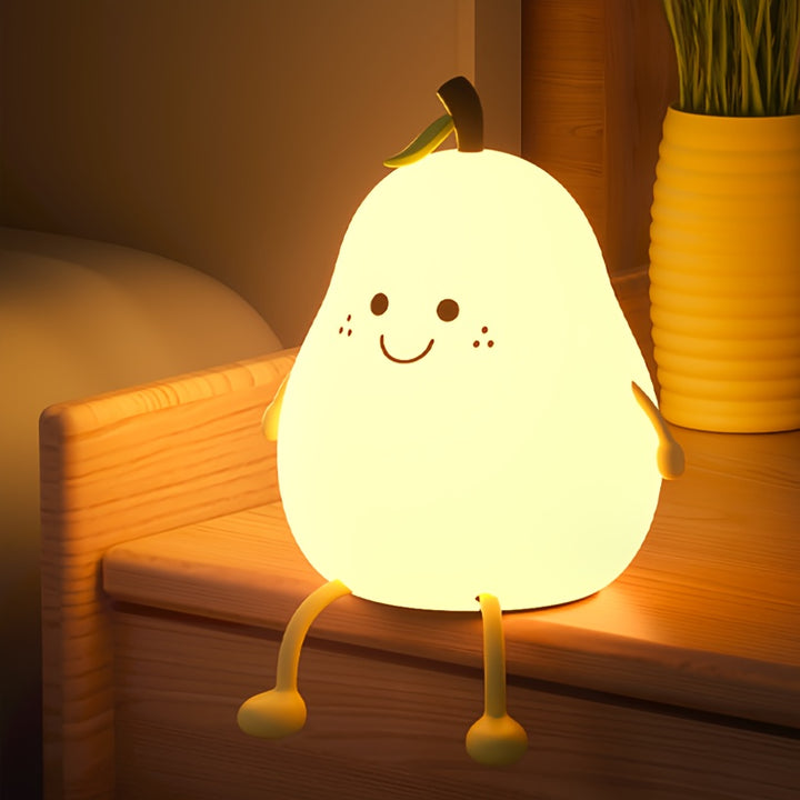 Charming Pear-Shaped LED Night Light with Touch Control - USB Rechargeable, Adjustable Brightness, Multiple Colors - Perfect for Bedroom Ambiance