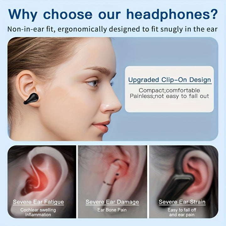Truly Open Wireless Earbuds (Wireless 5.4 TWS), Experience 360° Ambient Awareness & All-Day Comfort. Secure Open-Ear Fit for Sports/fitness. Advanced ENC