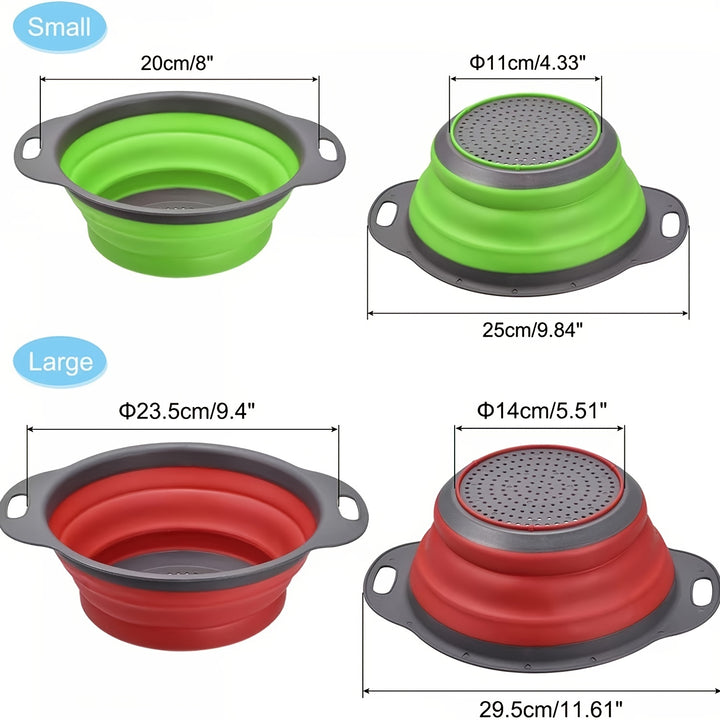 Collapsible Sink Funnel Filter, Retractable Handle - Easy to Clean, Space-Saving for Vegetables and Fruits