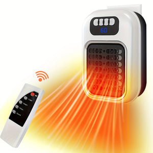 370W Mini Space Heater, Wall Outlet Electric Space Heater as Seen on TV with Adjustable Thermostat and Timer and LED Display, Compact for Office Dorm Room
