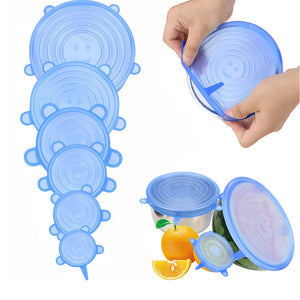 6/12pcs Reusable Silicone Stretch Lids - Multifunctional, Fresh-Keeping Covers for Food Bowls, Fruits & Veggies