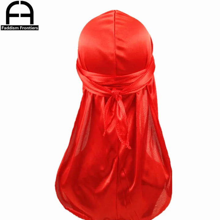 Unisex Women Men Silk Durag Turban Hat Wigs Biker Headwear Headband Hair Accessories Long Tail Straps Bandanas Silky Durags