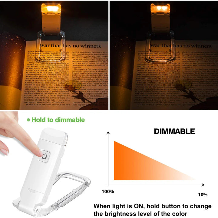 Mini Lampe de Lecture Clip LED Petite Lampe de Nuit Recharge USB Luminosité Réglable Protection des Yeux Portable