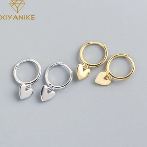 XIYANIKE Silver Color  New Love Heart Hoop Earrings Female Fashion Cute Romantic Elegant Jewelry Couple Handmade Gifts