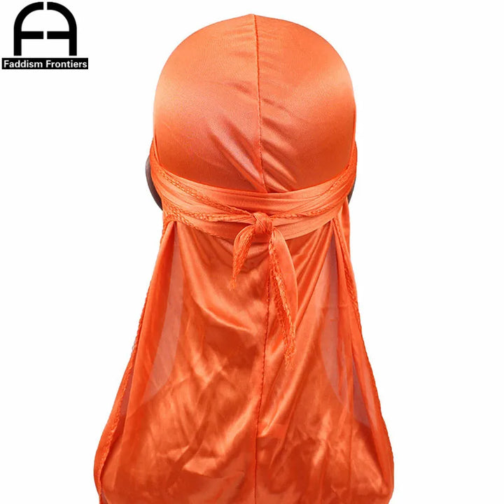 Unisex Women Men Silk Durag Turban Hat Wigs Biker Headwear Headband Hair Accessories Long Tail Straps Bandanas Silky Durags