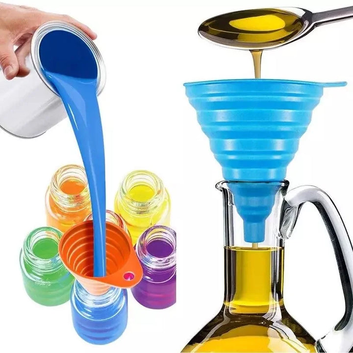 Imbuto di sospensione telescopico pieghevole in silicone Imbuto di sospensione creativo per erogazione di liquidi Mini imbuto per erogazione di liquidi per uso domestico Utensili da cucina