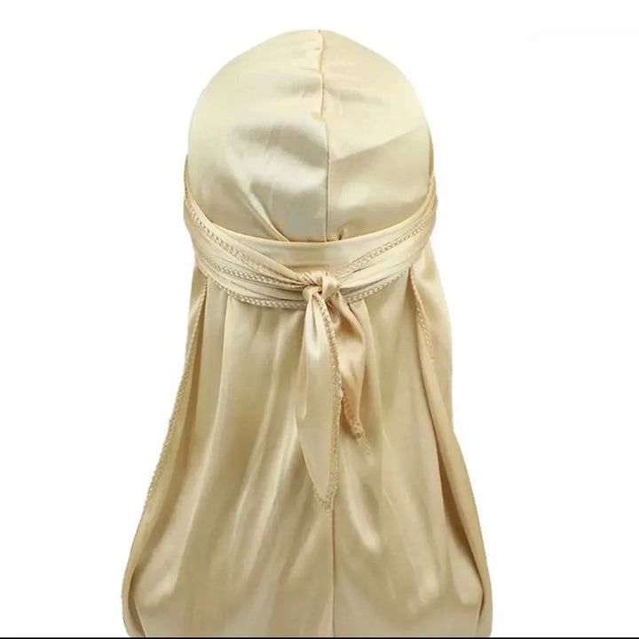 Unisex Women Men Silk Durag Turban Hat Wigs Biker Headwear Headband Hair Accessories Long Tail Straps Bandanas Silky Durags