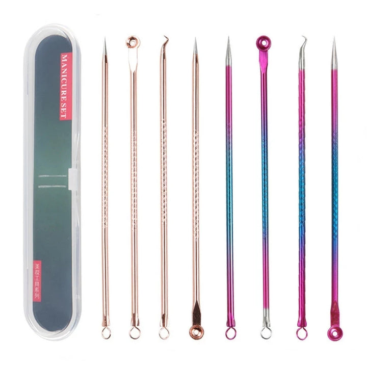 4 Pcs Acne Blackhead Comedone Black Spot Pimple Blemish Remover Skin Care Women Beauty Acne Treatment Pore Cleanser Needle Hook