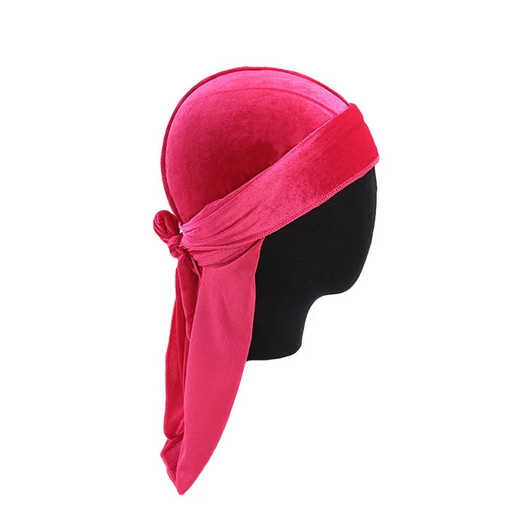 New Unisex Velvet Durags Bandana Turban Hat Men Women Breathable Long Tail Pirate Hats Cap Hip Hop Headband