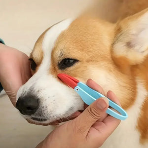 Cepillo de peine para ojos de mascotas, removedor de manchas de lágrimas para mascotas, cepillo de aseo para ojos de doble cara, elimina costras y mucosidad para gatos y perros pequeños.