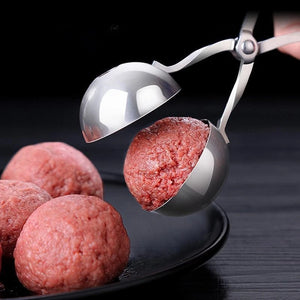 Outil de fabrication de boulettes de viande, Clip en acier inoxydable, boule de riz ronde façonnant la cuillère, moule de fabrication de boulettes de viande, Gadget de cuisine en peluche antiadhésif