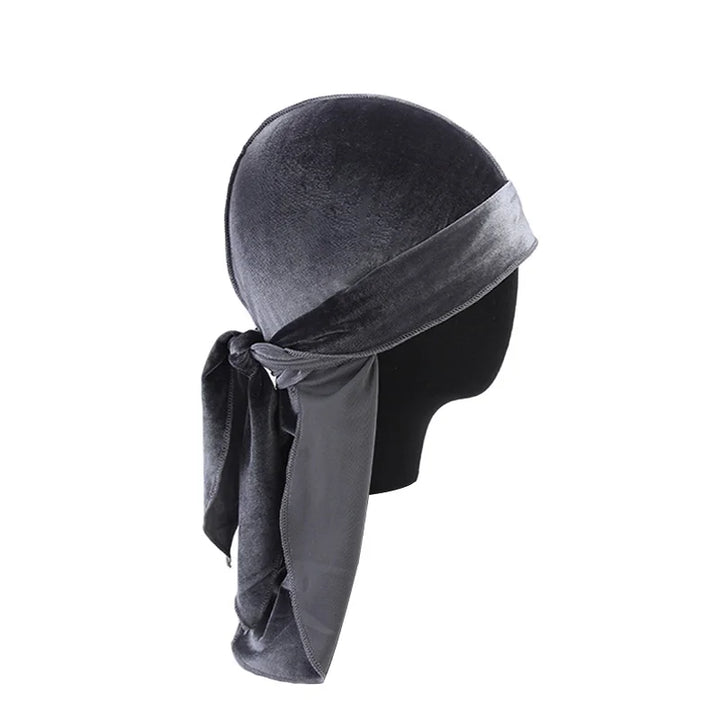 New Unisex Velvet Durags Bandana Turban Hat Men Women Breathable Long Tail Pirate Hats Cap Hip Hop Headband