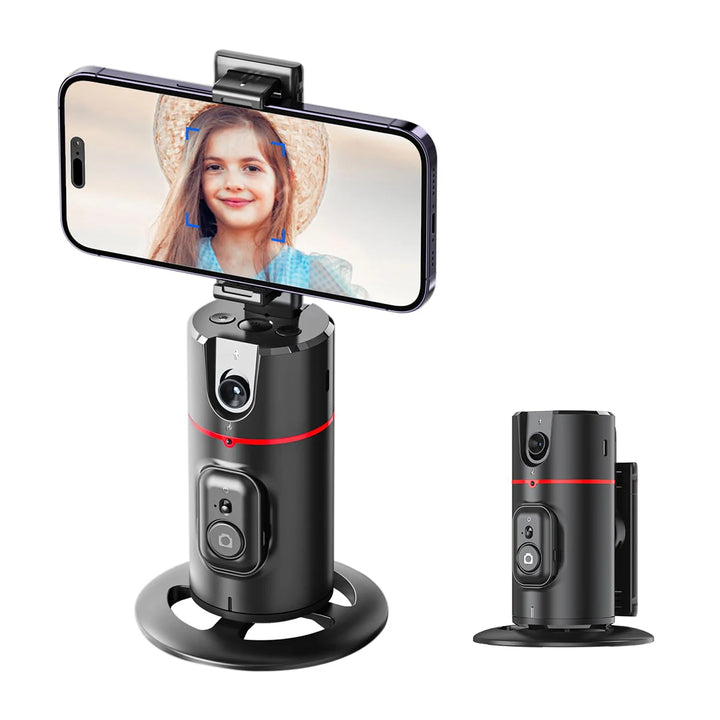 Suporte para telefone com rastreamento automático de rosto em rotação de 360 graus, operação por gestos, dobrável, para smartphone, vlog e transmissão ao vivo.