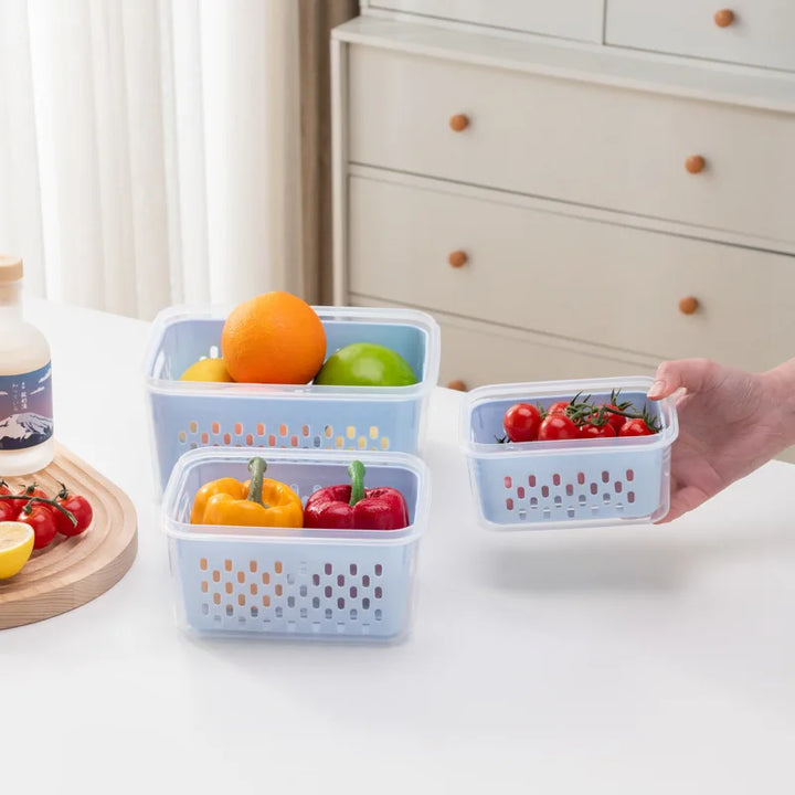 Caja de almacenamiento para conservación de refrigerador, escurridor, contenedores de almacenamiento, caja sellada, caja de drenaje de calidad alimentaria para verduras y frutas