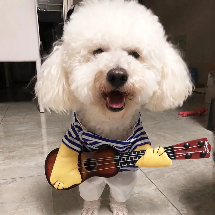 Disfraz de guitarra para mascotas, disfraces divertidos para perros, guitarrista, jugador, Halloween, Navidad, fiesta de disfraces, ropa para perros y gatos