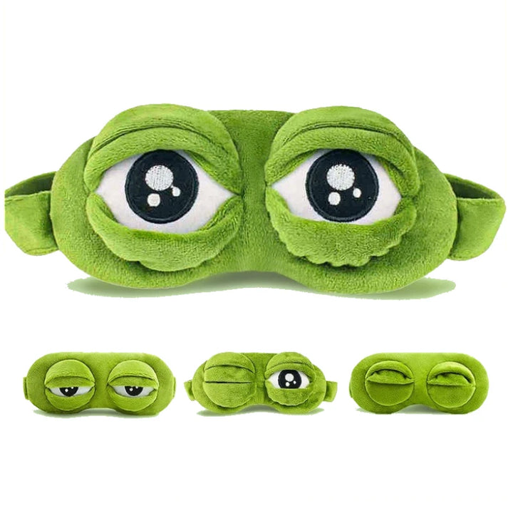 3D Sad Frog Sleep Mask Natural Sleeping Eyeshade Cover Shade Eye Patch Women Men Soft Portable Blindfold Travel Eyepatch