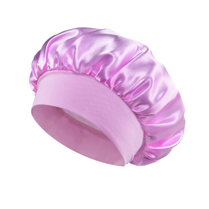 1 Pc Soft Silk Satin Lined Bonnet Large Satin Hair Bonnet Household Sleep Shower Cap Hair Wrap Cover for Long Hair Salon Tool