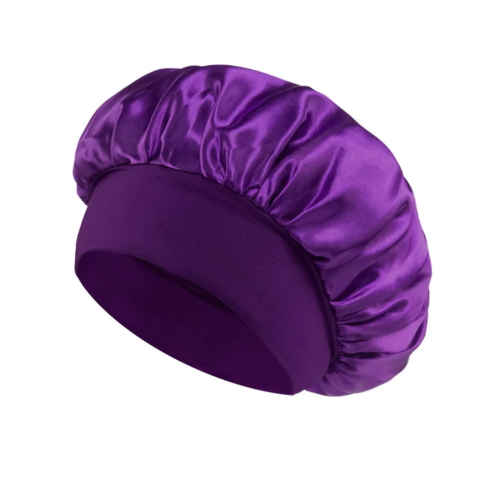 1 Pc Soft Silk Satin Lined Bonnet Large Satin Hair Bonnet Household Sleep Shower Cap Hair Wrap Cover for Long Hair Salon Tool