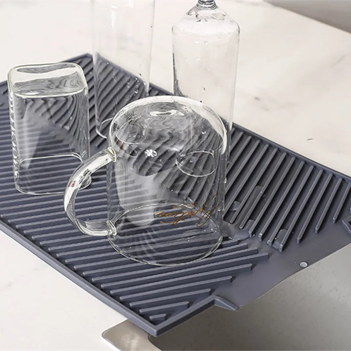 Drain Mat Kitchen Silicone Dish Drainer Mats Large Sink Drying Worktop Organizer Drying Mat for Dishes Tableware