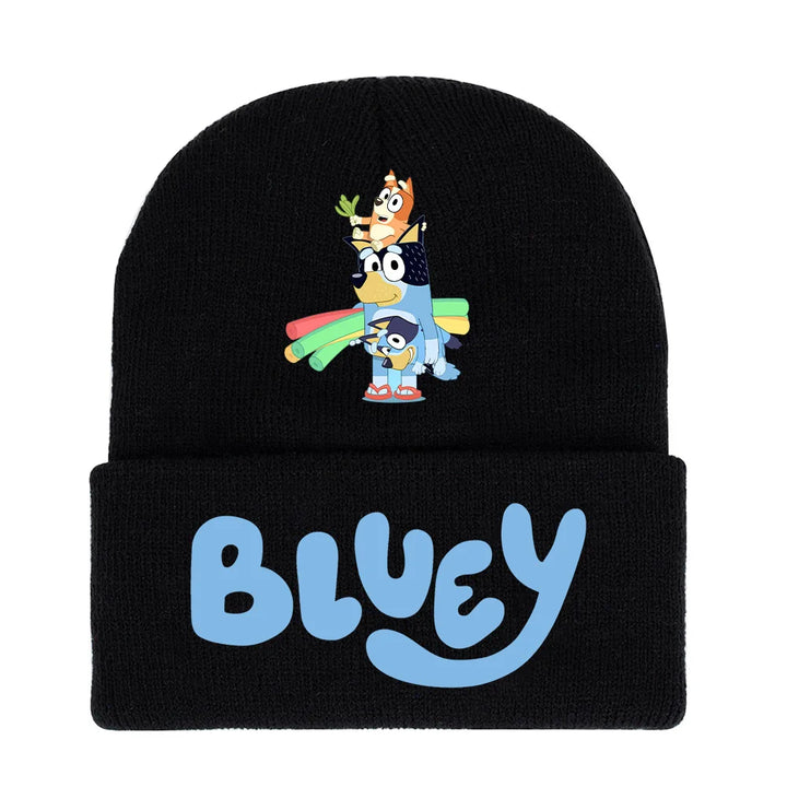 Bluey series Bluey cartoon hat light blue black knitted cap fashion solid colour printing knitted cap wool cap autumn and winter