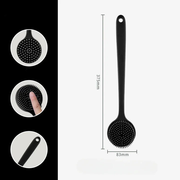 Silicone Back Scrubber Brush for Shower Long Handle Body Deep Cleansing and Exfoliating Massage Double-Sided Soft Bristles