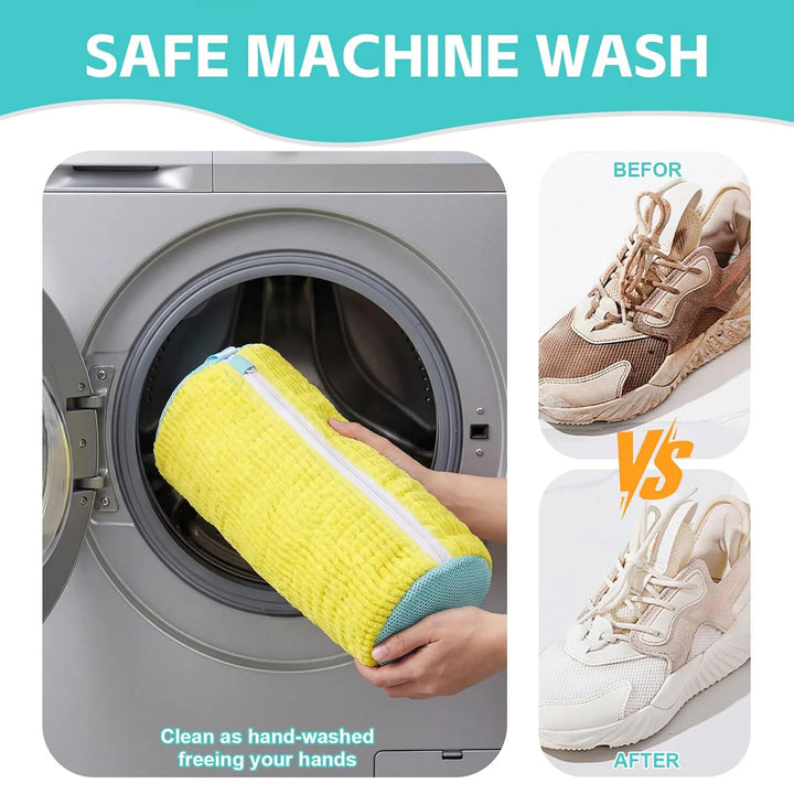 Durable Shoe Washing Machine Bag for All Shoe Types with Zipper for Sneakers and Casual Shoes Laundry  Reusable Shoe Wash Bag