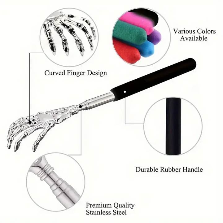 silvery Telescopic Back Scratcher, Portable Extendable Stainless Steel Scratchers for Men Women, Mothers Gifts,Gifts For Men,G