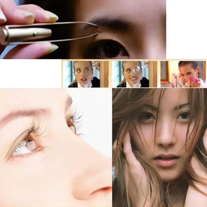 1 Pc Portable Stainless Steel Smart Design Eyebrow Hair Removal Tweezer With LED Light Makeup Tool