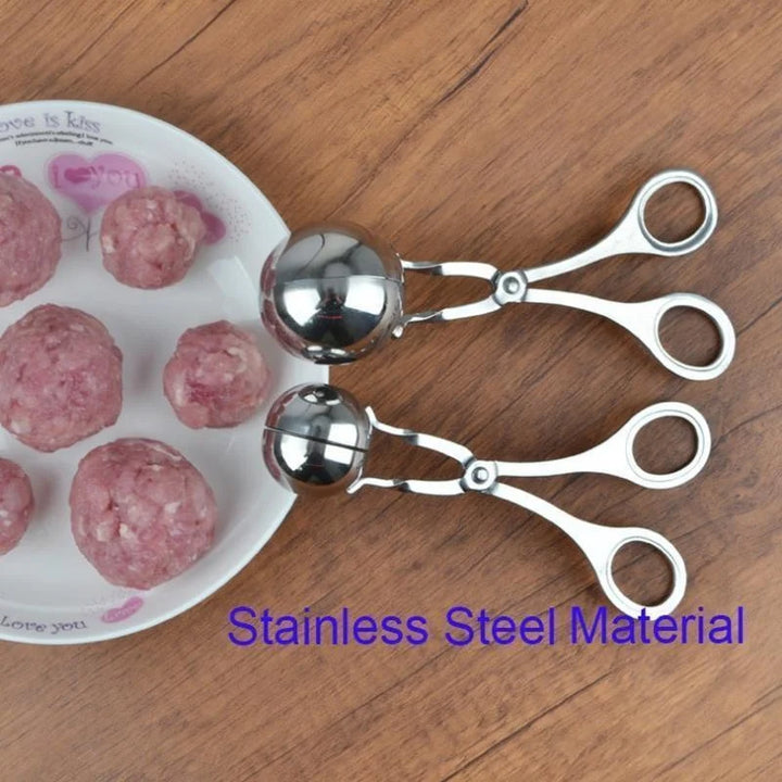 Strumento per creare polpette Clip in acciaio inossidabile Cucchiaio rotondo per modellare polpette di riso Stampo per polpette Gadget da cucina farcito antiaderente