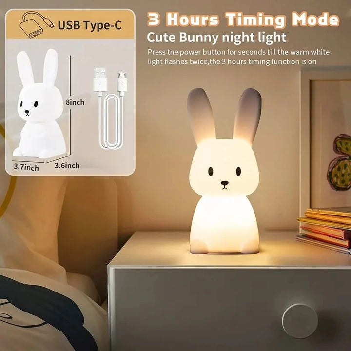LED Night Light Silicone Rabbit Touch Sensor Lamp Cute Animal Light Bedroom Decor Gift For Kid Baby Child Table Lamp Home Decor