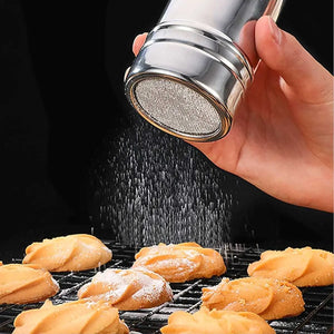 1 Pc-Silver stainless steel mesh tube type dusters dusting salt shaker spice jar Salt Sugar Pepper Shaker Box Cocoa Icing Powder