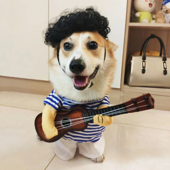 Disfraz de guitarra para mascotas, disfraces divertidos para perros, guitarrista, jugador, Halloween, Navidad, fiesta de disfraces, ropa para perros y gatos