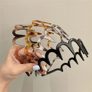 Korean Women Hair Comb Headband Plastic U Shape Hair Hoops Fixed Teeth Non-Slip Fluffy Top Hair Bands Headwear Hair Accessories