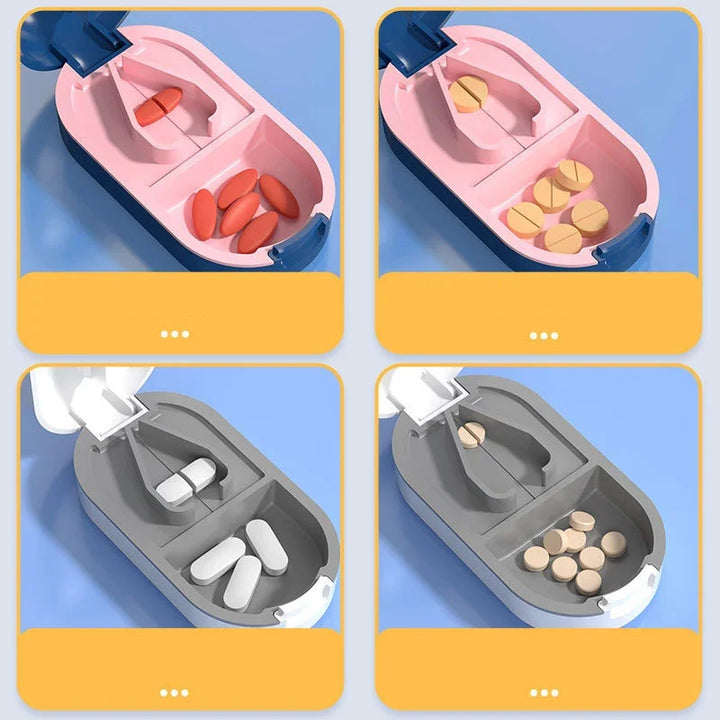 Portable Medicine Cutter Handy Tablet Quarter & Half Slicer with Storage Box - Easy Access Medicine Organizer Divider