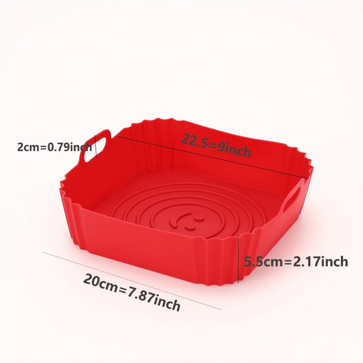 Accessoires de doublure de poêle en silicone réutilisables pour friteuse à air, plateau de cuisson au four, pizza, poulet, moule en silicone antiadhésif pour friteuse à air.