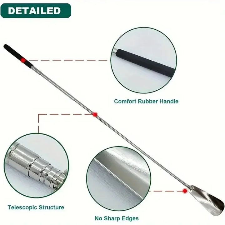 1 Pc retractable stainless steel elderly shoe puller, shoe assistant, suitable for both men and women, shoe horn