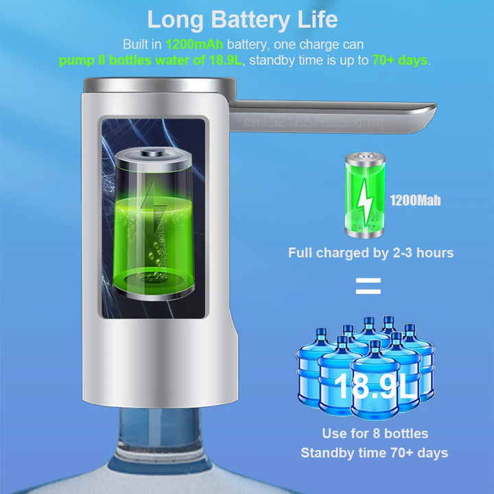 Electric Water Gallon Bottle Pump Foldable Automatic Water Dispenser 19 Liters Bottle Rechargeable Desktop Drinking Water Pump