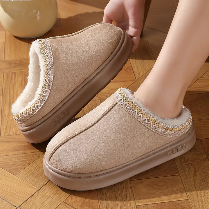 New Fashion Fluffy Platform Slippers for Women 2024 Winter Plush Warm Cotton Shoes Woman Comfort Non Slip Unisex Home Slippers