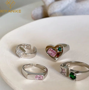 XIYANIKE-anillos de dedo abiertos de circonita Vintage para mujer y niña, joyería de lujo, regalo para Amiga, fiesta, кольцо женское