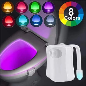 Mini luz LED Kawayi con detección infrarroja humana, barra de luz nocturna para inodoro, 16/8 colores, luz nocturna colorida con detección de movimiento para baño