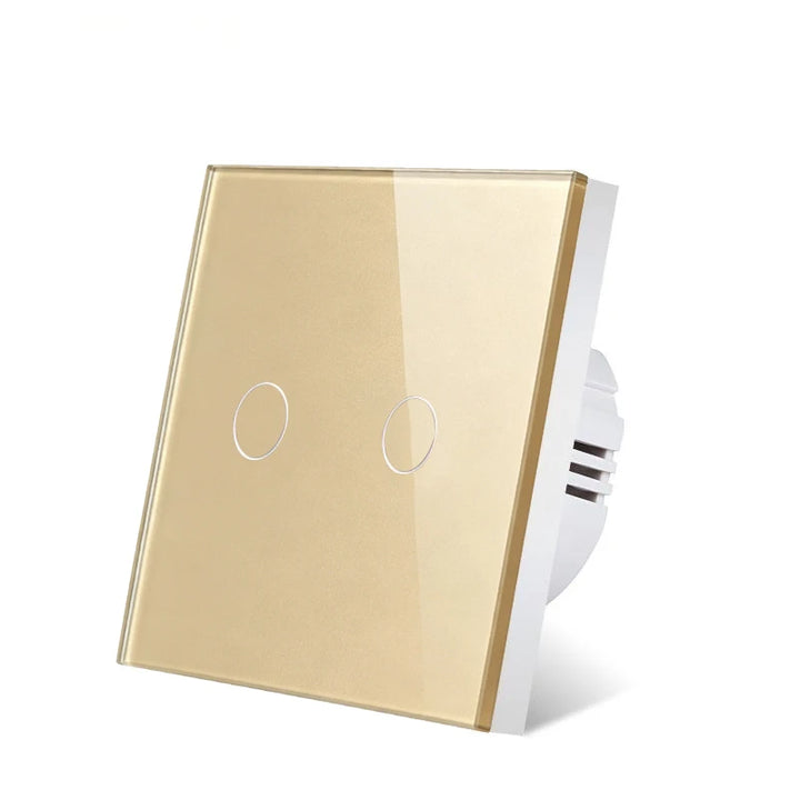 UBARO EU Standard Touch Switch Tempered Glass Panel 1 Gang Wall Light Switch AC110-240V Home No Neutral Wire Required