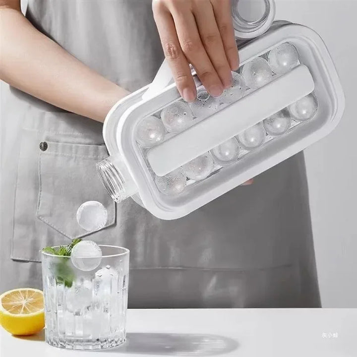 Vassoio per la produzione di ghiaccio in silicone portatile Bottiglia d'acqua 2 in 1 Stampo creativo per cubetti di ghiaccio Bancone bar da cucina Strumento per creare palline di ghiaccio per bevande fredde