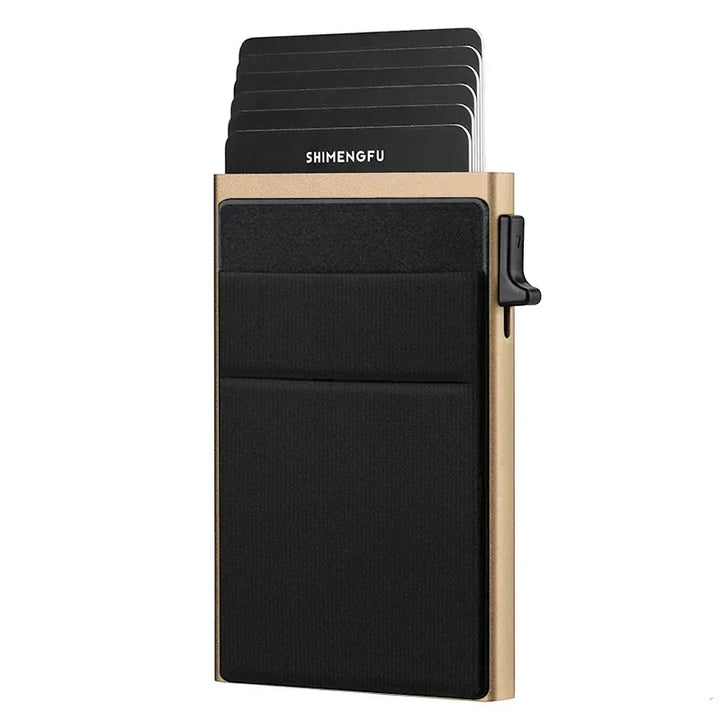 Rfid Anti Blocking Smart ID Bank Credit Card Holder Wallet Metal Thin Slim Men Women Pop Up Minimalist Metal Cardholder Case