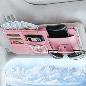 Multifunctional Business Car Leather Car Storage Bag Sunshade Cover Sunglasses Holder Document Storage Car Accessories Gadget