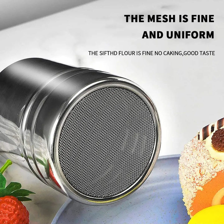 1 Pc-Silver stainless steel mesh tube type dusters dusting salt shaker spice jar Salt Sugar Pepper Shaker Box Cocoa Icing Powder