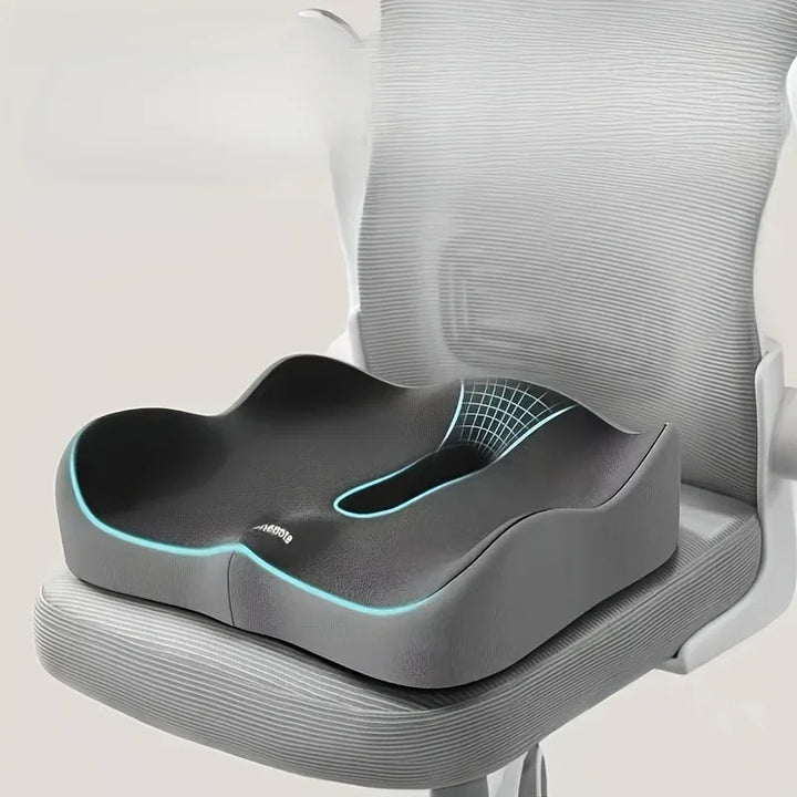 1 Pc Memory Foam Seat Cushion - 3D Ergonomic Support | Light Green & Grey, Washable Polyester, Car/Office Essentials