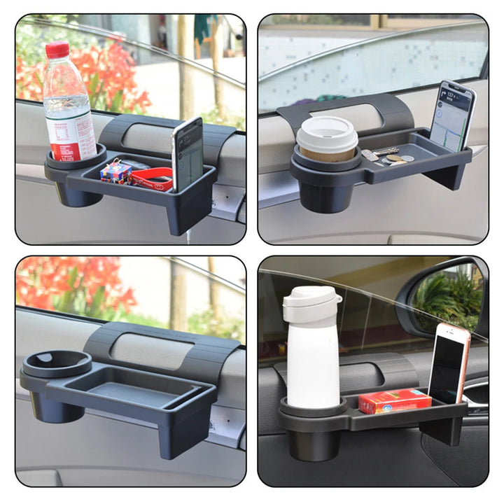 Caja organizadora múltiple para coche con portavasos, soporte para teléfono, puerta automática, ventanas, estante de almacenamiento colgante, accesorios para coche y camión, paquete de 1/2